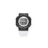 Fashion 3 ATM Water Resistant Sport LCD Digital Watches , Black Face And White Strap thumbnail-1