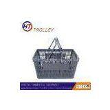Portable Grey Shopping Mall Carry Plastic Shopping Basket , Large Flat - bottomed