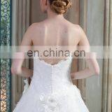 Modern Sleeveless Sweetheart Lace Applique Hand-made Flower Wedding Dress White thumbnail-6