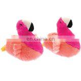 Fashion Cartoon Kids Stuffed Plush Pink Flamingo Shoes 2017 Custom Warm Soft Plush Flamingo Slippers