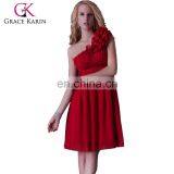 2015 Grace Karin Chiffon One Shoulder Short Red Bridesmaid Dress CL3476 thumbnail-1