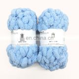 Baby soft solid color 100% polyester chunky pompon crochet yarn for carpet