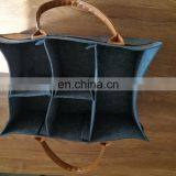 High Quality Baby Nursery Storage Bin Felt Diaper Caddy Organizer With Leather Handles thumbnail-7