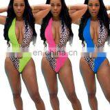 Hollow-out Patchwork Green One-piece Bikini Bikinis Woman Swimwear Plus Size Swimwear Leopard Bikinis Woman Swimwear