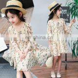 Teens Girls Fashion Floral Long Sleeve Dress Summer 2020 Kids Baby Cute Casual Princess A-line Chiffon Dresses thumbnail-3
