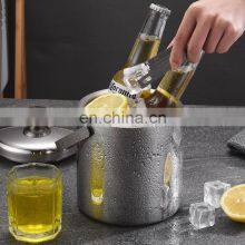 Double Selling Metal Cooler Beer Customizable Wholesale Premium Round Branded Decorative Ice Buckets thumbnail-2