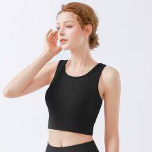 Summer YOGA Women's High Neck Longline Sports Bra Workout Yoga Bra Running Workout Tops thumbnail-3