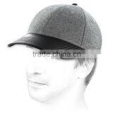 Grey Trucker Hats for Men With Black Leather Curved Visor thumbnail-2