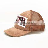 New Design Sequins Curved Bill Hat Custom 5 Panel Corduroy Trucker Cap thumbnail-2