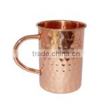 COPPER STRAIGHT MUG 16 OZ HAMMERED WITH COPPER C SHAPE HANDLE