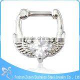 Competitive Price Nose Ring Pink Opal Heart Wings Septum Clicker Body Piercing Jewelry thumbnail-5