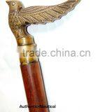 NAUTICAL DECOR ANTIQUE BRASS FINISHING BIRD HANDLE WALKING CANES-DECORATIVE WALKING CANES Wk1176 thumbnail-1