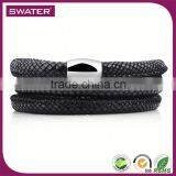 China Jewelry Wholesale Snake Bracelet Leather Black