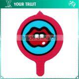 Red Blue White Lip With Teeth Round Rhodium Safety Clothing Custom Metal Badge Pin