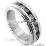 Black and White Zircon Stainless Steel Eternity Men Ring Supplier's Choice