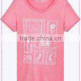 2016-17 China Manufacturer Lovely Pink t Shirt for Women With Silk Screen Printing thumbnail-1