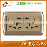 Many Design Brushed Stainless or Aluminum Single and Double USB Wall Socket 220V