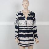 Woman Casual Dress Shirt Dress Chiffon Fabric Black and White Woman Clothing Guangzhou thumbnail-1