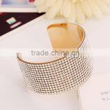 2016 New Gold Luxury Cuff Wide Full Rhinestone Women Fashion Alloy Metal Bangles