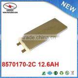 Polymer Li-Ion Cell: 3.7V 12.6 Ah Li-polymer Battery (8570170-2C, 46Wh, 25A Rate) - UN38.3 Passed - thumbnail-1
