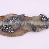 Natural Labradorite Pendant, Pave Crystal Zircon Labradorite Gem Stone Arrow Point Pendant, For Jewelry Making thumbnail-4