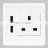 AC 110V-250V UK Socket 2 USB Port 5VDC 21000mA Charger Power Switch Wall Outlet thumbnail-1