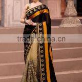 Black Georgette On Net Saree thumbnail-1