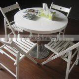 Round Solid Surface Dining Table , Solid Surface Table Top With Stainless Steel Table Base thumbnail-4