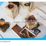 Handmade Dark Paulownia Wooden Candle Holders thumbnail-4