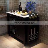 Brown Finish E1 MDF With Wine Rack Wooden Kitchen Island thumbnail-1