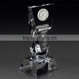 Clear Optical Crystal Trophy With Silver Clock thumbnail-1
