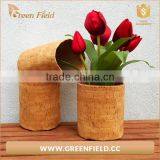 Cork Leather Storage Basket Fabric Rustic Style Organizer Flower Storage Bag thumbnail-2