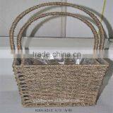 Hand Made Rattan Lined Basket Planter With Handle For Home Garden Yard Patio thumbnail-2