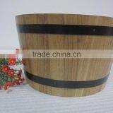 Custom Wooden Barrel Ice Bucket With Stainless Steel thumbnail-1