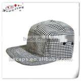 Wholesale Custom Flat Brim 5 Panel Flat Caps Plaid Cap thumbnail-1