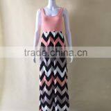 MGOO 2015 High Quality Stock Sleeveless Women Maxi Stripe Dress Knitted Zig Zag Colorful Beach Dress Z390 thumbnail-4