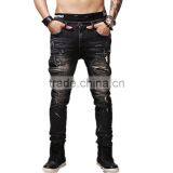 2016 New Zipper Jeans Balck Men Jeans Biker Skinny Jeans Slim Biker Jeans Pants in Stock Accept Small Order thumbnail-1