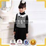2015 Fashion Woolen Girls Dresses Woolen Dress for Winter Black White Houndstooth Fabric thumbnail-2