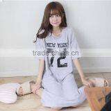 Female Model of Grey Number Printed Nightgown thumbnail-3