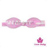 Fancy Cute Plain Pink Stripe Rabbit Ear Baby Girl Kids Accessories Flashing Bow Hairbands Headband thumbnail-1