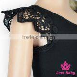 Solid White Color Baby Romper Infant Shoulder Lace Trim Sleeveless Romper Clothes Knit Cotton Baby Romper Pearl Top thumbnail-5