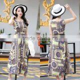Fashion Girl's Summer Folral Printed Chiffon Dress Boho Maxi Beach Dress thumbnail-5