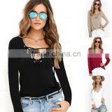 2017 Latest Fashion Design Sexy Ladies Top Women Fashion Cutting Blouse thumbnail-1