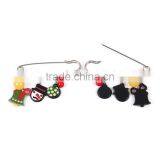 Resin Pin Brooches Christmas Snowman Christmas Jingle Bell Silver Tone Multicolor Clear Rhinestone Custom Brooch thumbnail-3