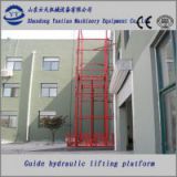 Hydraulic guide rail lifting platform of steel construction