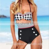 halter black white two piece set summer swimming suit moq 1pcs wholesale