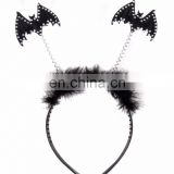 Black bat set for costume halloween party bat headband with black feather