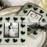 Black and White Hearts Glass Photo Coaster Favors