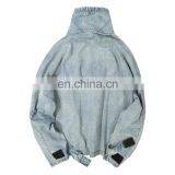 Wholesale Turtle High Collar Oversized Loose Fit Cuff Washed Men Street Style Jean Denim Jacket thumbnail-2