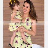2019 Cotton Clothing Green Floral Printed Baby Summer Dresses Mother Daughter Matching Dresses thumbnail-2